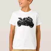 未来的バイク 黒 白 ベクター Tシャツ (正面)