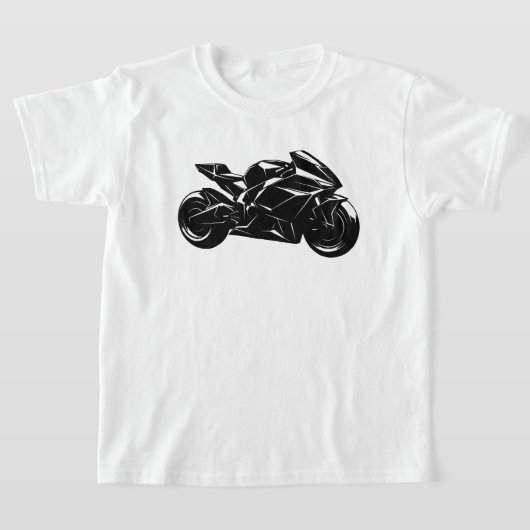 未来的バイク 黒 白 ベクター Tシャツ (レイダウン)