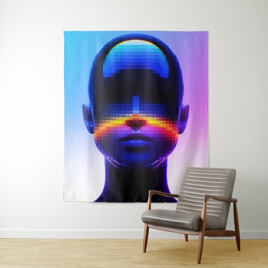 未来的ピクセルアート肖像画 - デジタルアブストラクト タペストリー (インサイチュ)