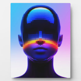 未来的ピクセルアート肖像画 - デジタルアブストラクト フォトプラーク