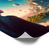 未来的ファンタジー城景観ポスター ポスター (角)