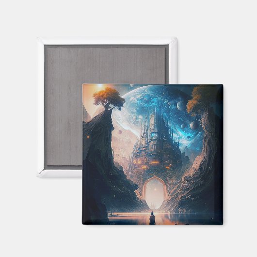 未来的ファンタジー城景観磁石 マグネット (正面/裏面)