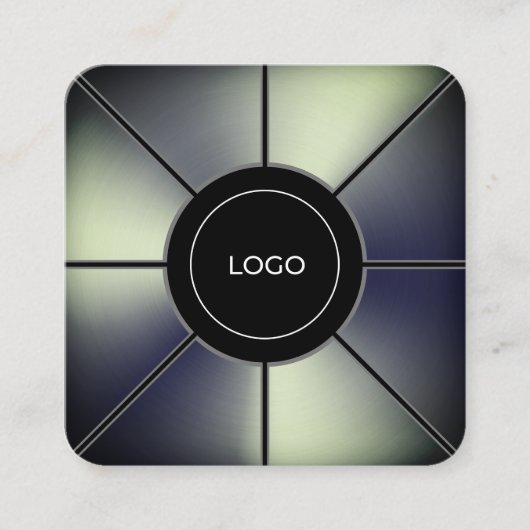 未来的フェイクな金属テクスチャフレーム正方形ビジネス スクエア名刺 (正面)