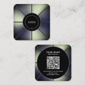 未来的フェイクな金属テクスチャフレーム正方形ビジネス スクエア名刺 (正面/裏面)