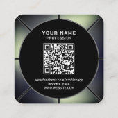 未来的フェイクな金属テクスチャフレーム正方形ビジネス スクエア名刺 (裏面)