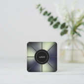 未来的フェイクな金属テクスチャフレーム正方形ビジネス スクエア名刺 (スタンド正面)