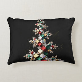 未来的フラクタルクリスマスツリーモザイクキューブ アクセントクッション