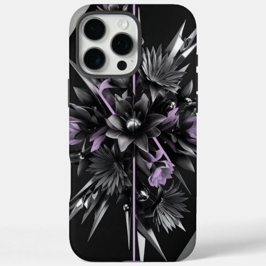 未来的ブラックフローラ電話ケース Case-Mate iPhoneケース (裏面)
