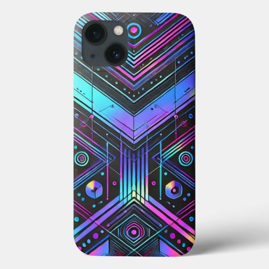 未来的ホログラフィックサイバパンクiPhone 13ケース Case-Mate iPhoneケース (裏面)