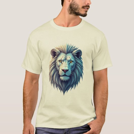 未来的ホログラフィック ライオン Tシャツ デザイン (正面)