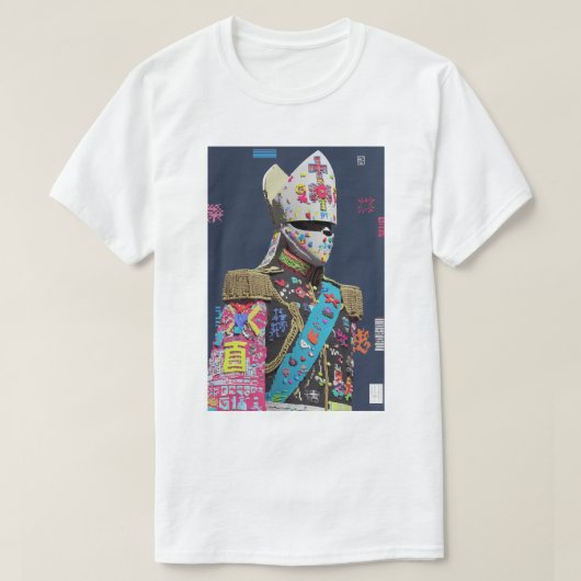 未来的ボクセル グリッチアート 軍人 サイバー Tシャツ (デザイン正面)