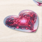 未来的モダンなピ白熱［赤熱］光を放つンクハート ペーパーコースター (アングル)