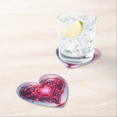 未来的モダンなピ白熱［赤熱］光を放つンクハート ペーパーコースター (インサイチュ)