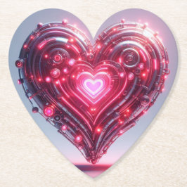 未来的モダンなピ白熱［赤熱］光を放つンクハート ペーパーコースター
