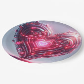 未来的モダンなピ白熱［赤熱］光を放つンクハート ペーパープレート (アングル)