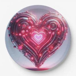 未来的モダンなピ白熱［赤熱］光を放つンクハート ペーパープレート