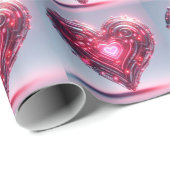 未来的モダンなピ白熱［赤熱］光を放つンクハート ラッピングペーパー (ロールコーナー)