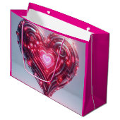 未来的モダンなピ白熱［赤熱］光を放つンクハート ラージペーパーバッグ (正面アングル)