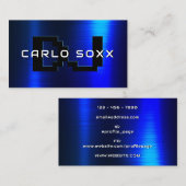 未来的モダンブルー金属フェイク名刺 名刺 (正面/裏面)