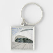 未来的モダン白建物 キーホルダー (正面)