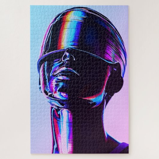 未来的レインボークローム肖像画 ウォールアート ジグソーパズル (縦)