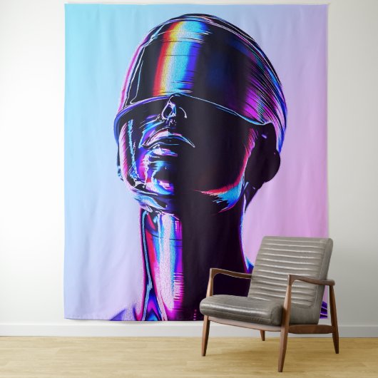未来的レインボークローム肖像画 ウォールアート タペストリー (インサイチュ)
