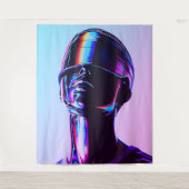 未来的レインボークローム肖像画 ウォールアート タペストリー (正面)