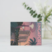 未来的レトロアートにおけるシンガポールのスカイライン ポストカード (スタンド正面)