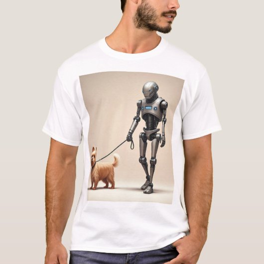 未来的ロボット歩くDog Tシャツデザイン Tシャツ (正面)