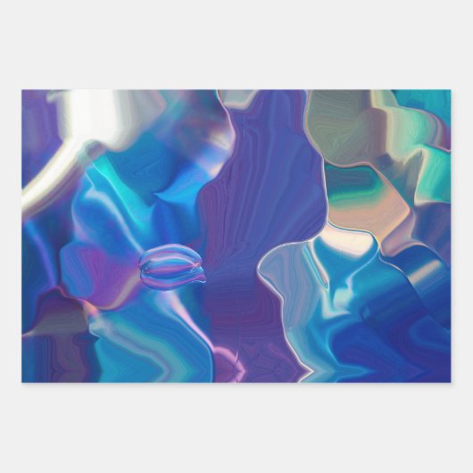 未来的宇宙ピンクブルーグラデーションファンタジー ラッピングペーパーシート (正面2)