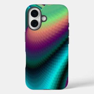 未来的抽象芸術3Dメタリックレインボーアート iPhone 16ケース