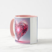 未来的白熱［赤熱］光を放つなピンクハート マグカップ (正面左)