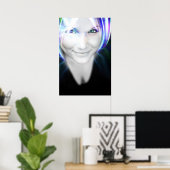 未来的白熱［赤熱］光を放つな髪の女性 ポスター (ホームオフィス)