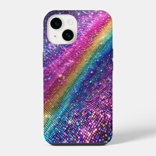 未来的虹彩像素闪耀渐变奢华手机壳M iPhoneケース (裏面)
