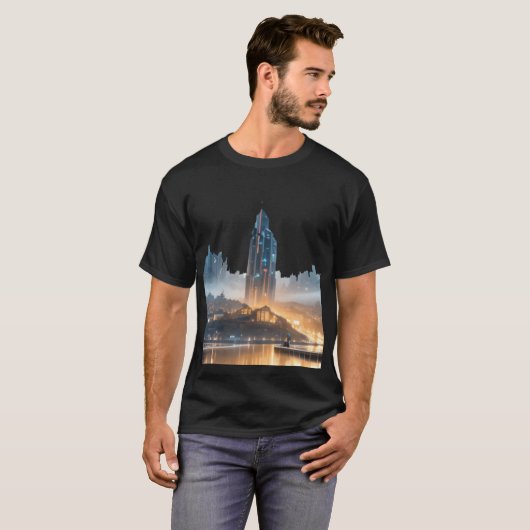 未来的都市の風景 Tシャツ (正面フル)