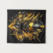 未来的金ゴールドアーマー – 抽象芸術デジタルアート タペストリー (正面(横))