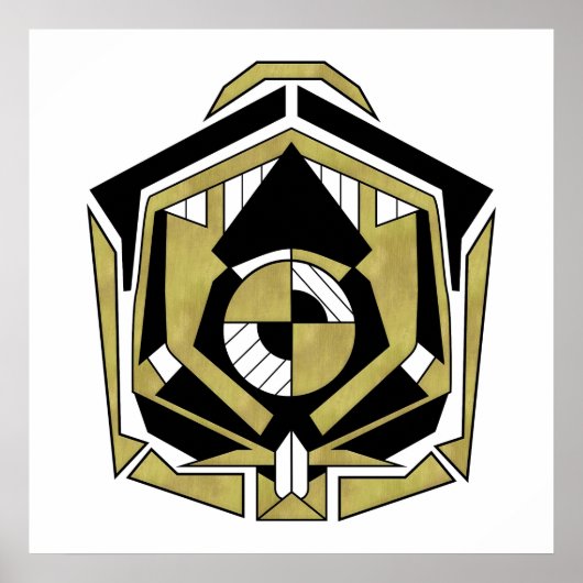 未来的金ゴールドブラックジオメトリックなサイバネティックアブストラック ポスター (正面)