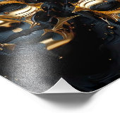 未来的金ゴールド&ブラック抽象芸術顔アート フォトプリント (角)