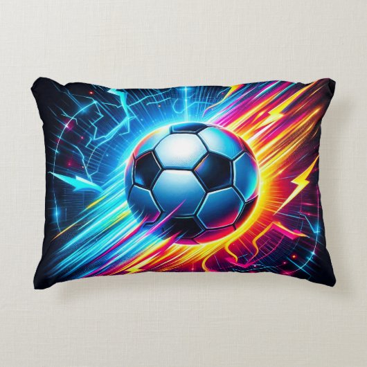 未来的電気フットボール サッカーボール 稲妻 アクセントクッション (正面)