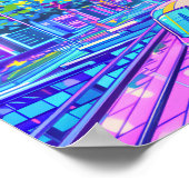 未来的飛んでいる車風景ポスター ポスター (角)