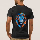 未来的3D幾何学ライオンTシャツ Tシャツ (裏面)