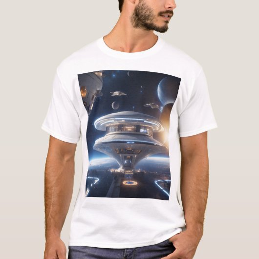 未来的SF宇宙ステーションTシャツ – エピック Tシャツ (正面)