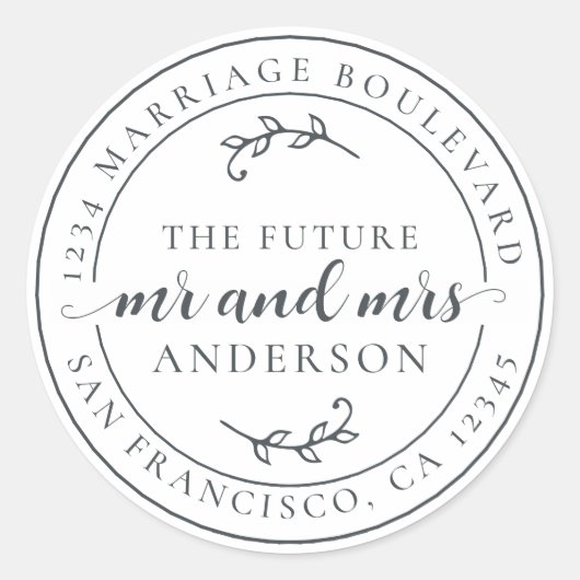 未来素朴のミセス・オフブラック差出人住所 ラウンドシール (正面)