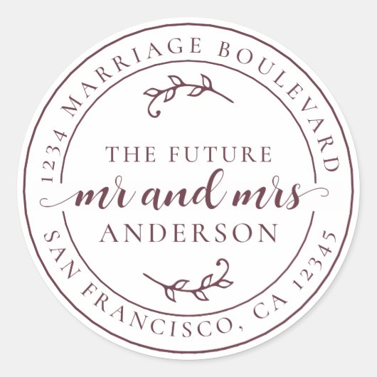 未来素朴のミセス・バーグンディ・差出人住所 ラウンドシール (正面)