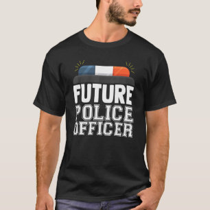 未来警察官おもしろいノベルティ愛国的経歴 Tシャツ
