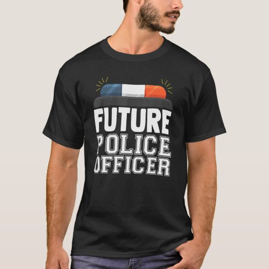 未来警察官おもしろいノベルティ愛国的経歴 Tシャツ (正面)