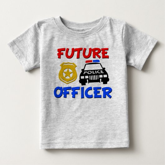 未来警察官のおもしろい男の赤ちゃんシャツ ベビーTシャツ (正面)
