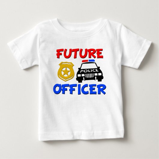未来警察官の男の赤ちゃんシャツ ベビーTシャツ (正面)