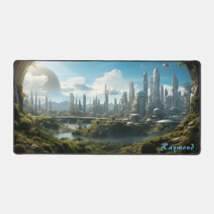 未来都市パーソナライズされたランドスケープデスクマット デスクマット