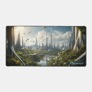 未来都市パーソナライズされたランドスケープデスクマット デスクマット